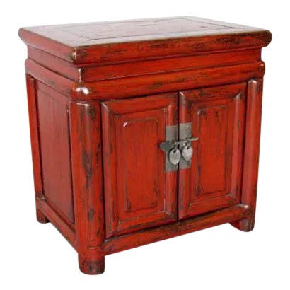 Late 20th Century Red Lacquered Nightstand For Sale