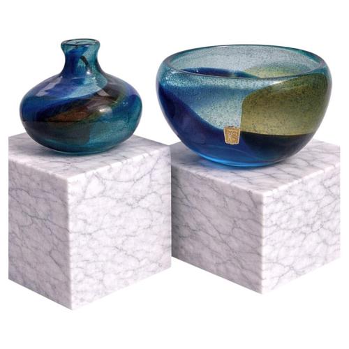 Abstracta Art Glass Vase and Bowl by Bengt Orup for Johansfors, Sweden, 1960s, Set of 2 For Sale - Image 9 of 9