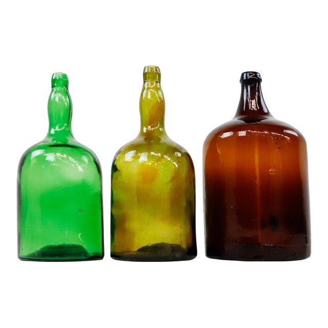 Antique Handmade Glass Bottles Set of 3 Chairish