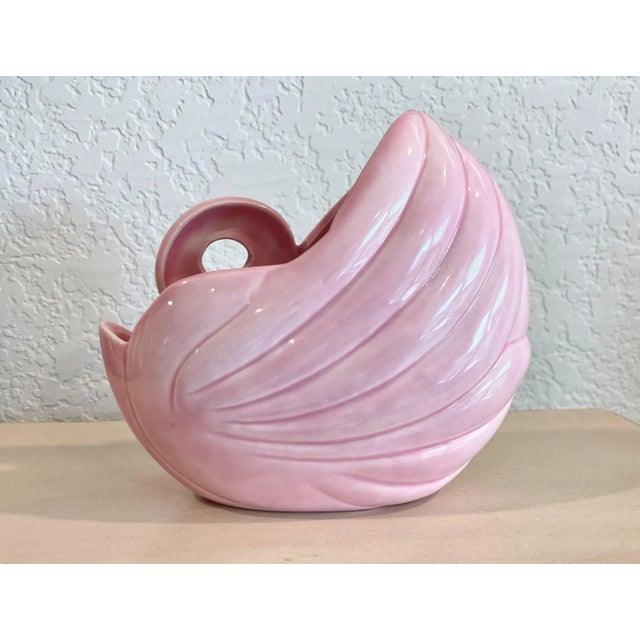 Circa 1970 Art Deco-Inspired Pink Porcelain Sleeping Swan Cachepot / Planter For Sale - Image 4 of 13