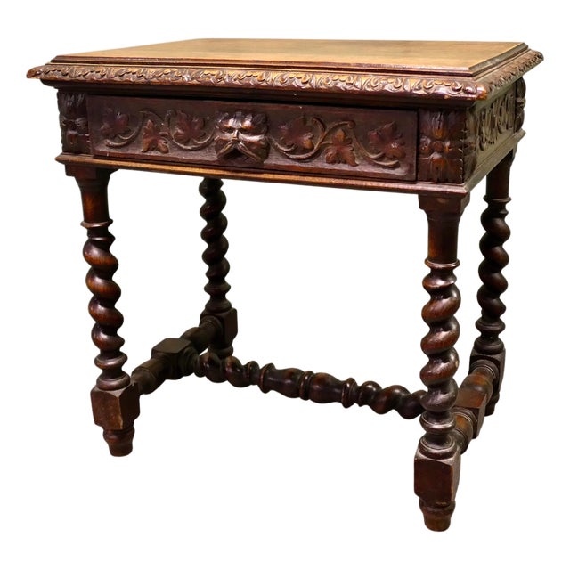 Gothic Carved Oak Writing Table For Sale