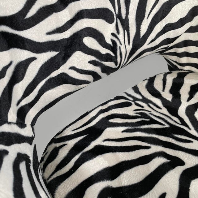 Black Italian Modern Armchair in Black and White Zebra Fabric, 1970s For Sale - Image 8 of 18