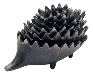 Hedgehog Set Ashtray in Brass by Walter Bosse for Herta Baller, 1955, Set of 6