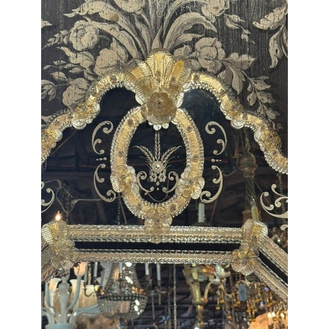 Traditional Fine Venetian Gold Etched Glass Mirrors For Sale - Image 3 of 7