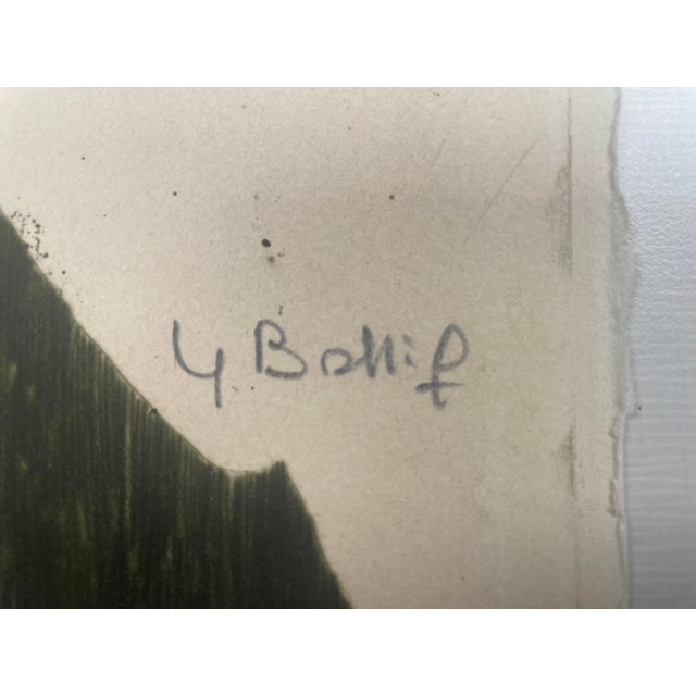 Mid-Century Modern Framed Abstract Aquatint Etching, Artist Yannick Ballif For Sale - Image 3 of 9