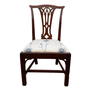 A Antique English Mahogany Gothic Georgian Side Chair, 18th Century For Sale