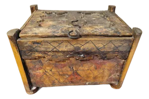 Antique Ashanti Carved and Painted Box