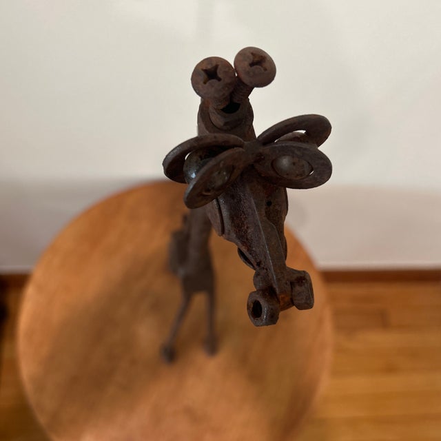 Vintage Iron Whimsical Handcrafted Rusted Giraffe Sculpture For Sale - Image 11 of 12