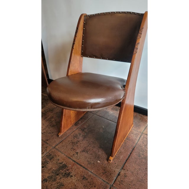 Brown Antique 1930s Art Deco Frank Lloyd Wright Style Cotswood E. Gomme Maker For Sale - Image 8 of 11