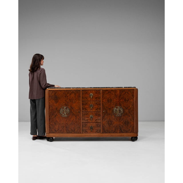 1920s Art Deco Wooden Sideboard with Marble Top For Sale - Image 18 of 18