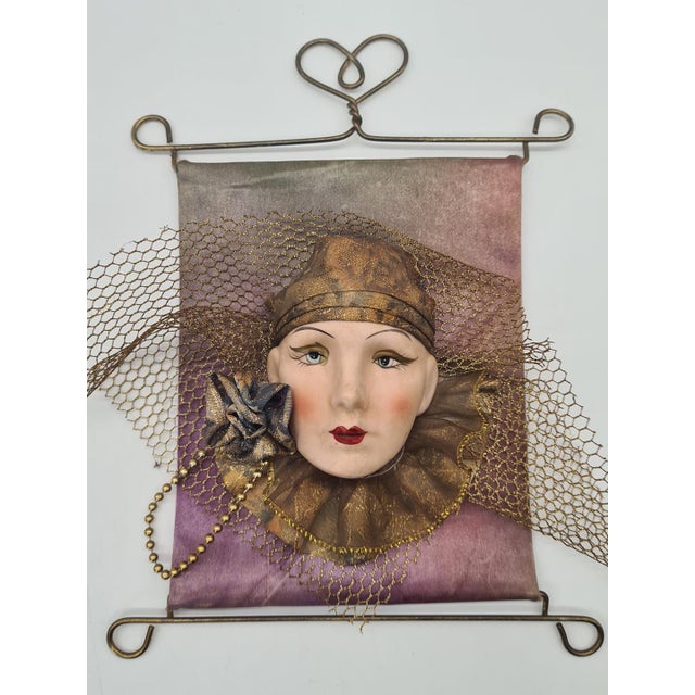 Art Deco Decorative Wall Art Pieces Featuring Ceramic Faces, 1990s, Set of 2 For Sale - Image 3 of 9