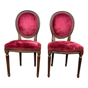 Pair of 20th Century Louis XVI Style Mahogany Upholstered Side Chairs