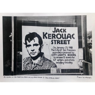 Fred McDarrah, Vintage Print Silver Gelatin Signed Photograph Jack Kerouac Street Sign Photo For Sale