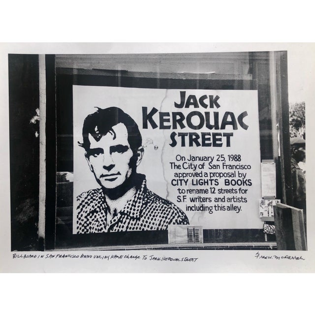 Fred McDarrah, Vintage Print Silver Gelatin Signed Photograph Jack Kerouac Street Sign Photo For Sale