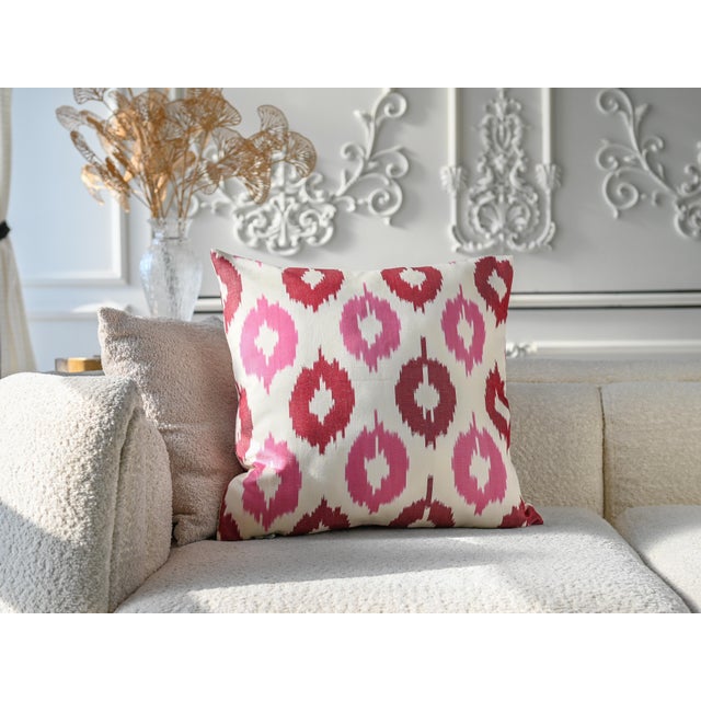 Authentic Handmade Uzbek Ikat Pillow Cover — Crafted in Margilan, Uzbekistan Bring timeless craftsmanship and rich...