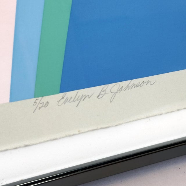 Original serigraph by Evelyn B. Johnson, the American Op Art and geometric abstract artist known for her signature...
