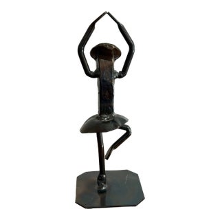 Late 20th Century Industrial Design Brutalist Metal Ballerina Sculpture of Railroad Spike For Sale