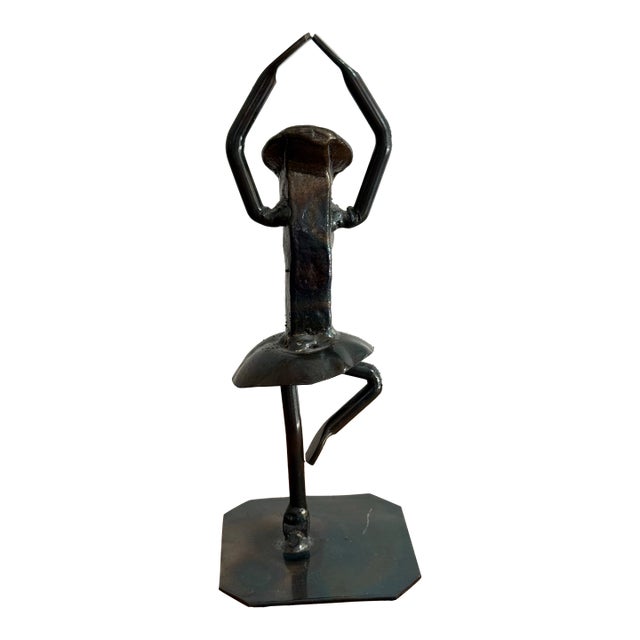 Late 20th Century Industrial Design Brutalist Metal Ballerina Sculpture of Railroad Spike For Sale