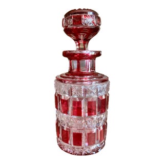 Antique Baccarat Cranberry Cut Crystal Perfume Bottle For Sale