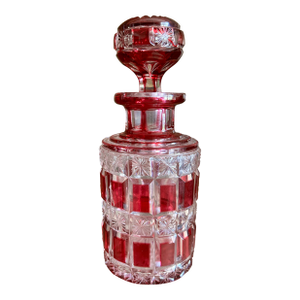 Antique Baccarat Cranberry Cut Crystal Perfume Bottle