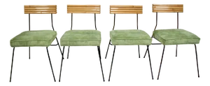 Herb & Shirley Ritts Iron, Bamboo & Suede Dining Side Chairs, 1950s - Set of 4
