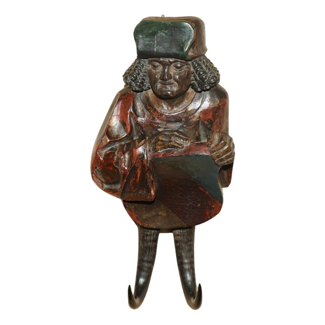 Antique Black Forest Hand-Carved and Painted Whip Hook, 1880 For Sale