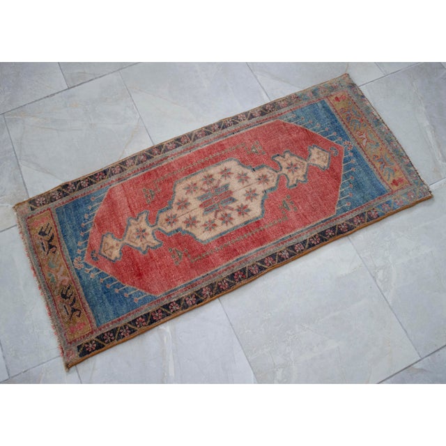 Hand Knotted Door Mat, Entryway Rug, Bath Mat, Kitchen Decor, Small Rug, Turkish Rug - 1′7″ × 3′8″ For Sale - Image 12 of 13