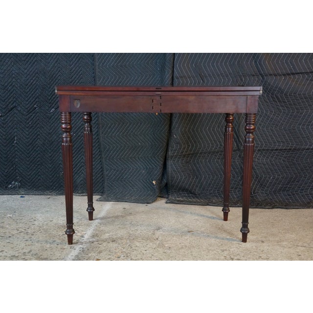 Antique Early 19th C. American Federal Serpentine Mahogany Console Game Table For Sale - Image 16 of 18