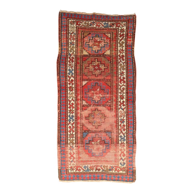 Late 19th Century Shabby Chic Moghan Kazak Runner - 2'8" x 5'8" For Sale