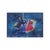 This striking artwork captivates with its bold use of color and texture, centered within a vivid red backdrop that...