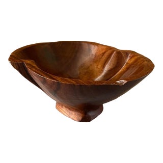 Late 20th Century Hand Carved Belize Granadillo Wood Sculptural Bowl For Sale