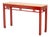 James Mont Style Marble Top Red Stained Oak Console Table For Sale