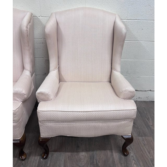 Late 20th Century Vintage Charles Custom Furniture High Back Wingback Chairs - Pair For Sale - Image 5 of 13