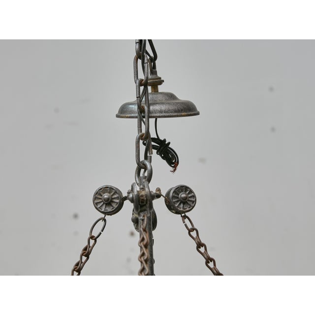 Large French Industrial Iron Chandelier With 12 Lights, Circa 1920 - Us Wired For Sale - Image 11 of 18