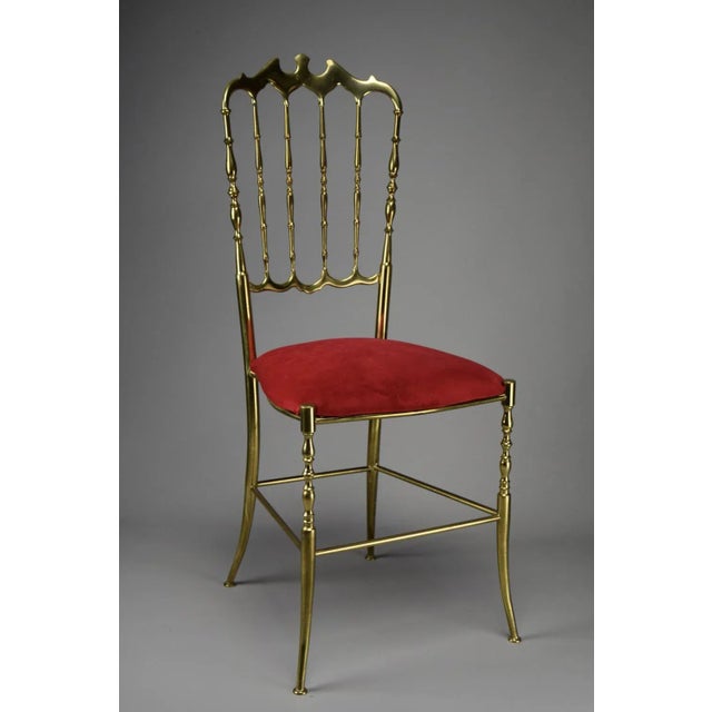 Brass and Red Velvet Chiavari Chair, 1950 For Sale - Image 12 of 13