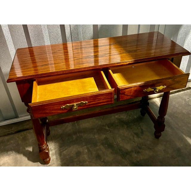 Mid 20th Century Traditional Oak Console Table For Sale - Image 11 of 12