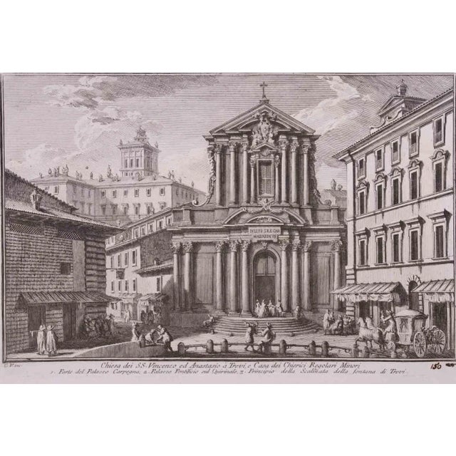 Giuseppe Vasi, Chiesa dei SS. Vincenzo ed Anastasio, Etching, Late 18th Century For Sale