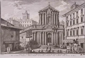 Giuseppe Vasi, Chiesa dei SS. Vincenzo ed Anastasio, Etching, Late 18th Century