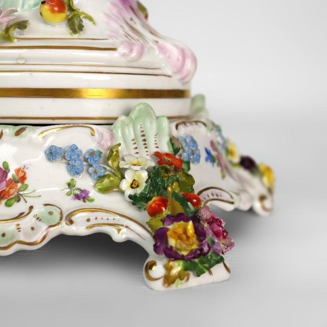 Large German Dresden Figural, Scenic & Floral Lidded Porcelain Palace Urn C1880 For Sale - Image 11 of 18