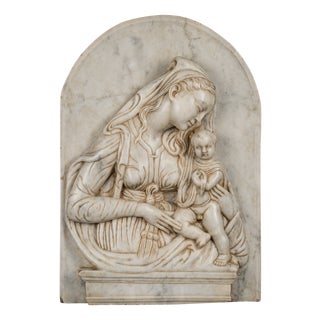 Madonna and Child in Marble For Sale