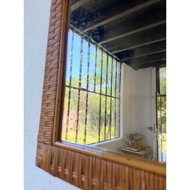 Vintage Woven Wicker Mirrors, 1950s, Set of 3 For Sale - Image 14 of 18