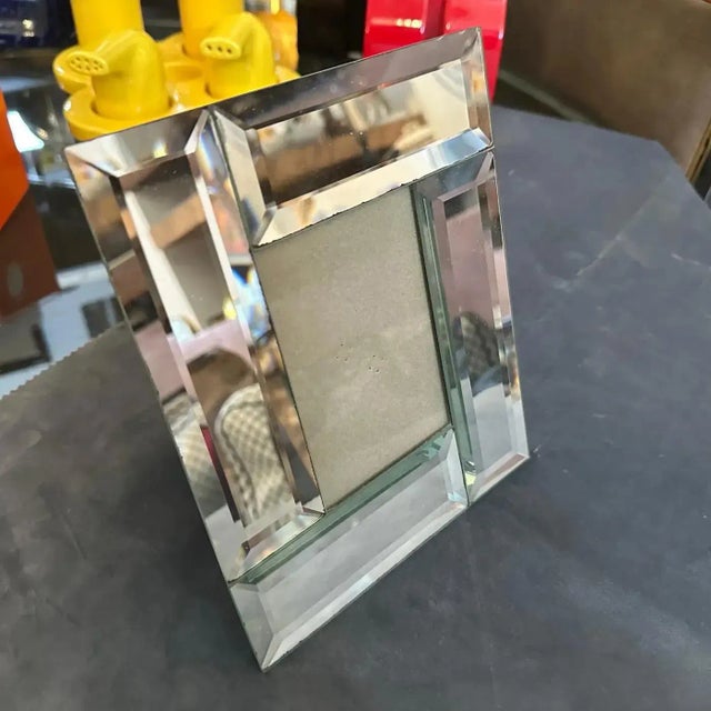 1970s Mid-Century Modern Mirror and Glass Italian Picture Frame For Sale - Image 11 of 13