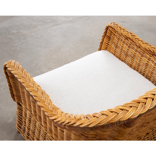Pair of Organic Modern Rattan Wicker Lounge Armchairs For Sale - Image 15 of 18