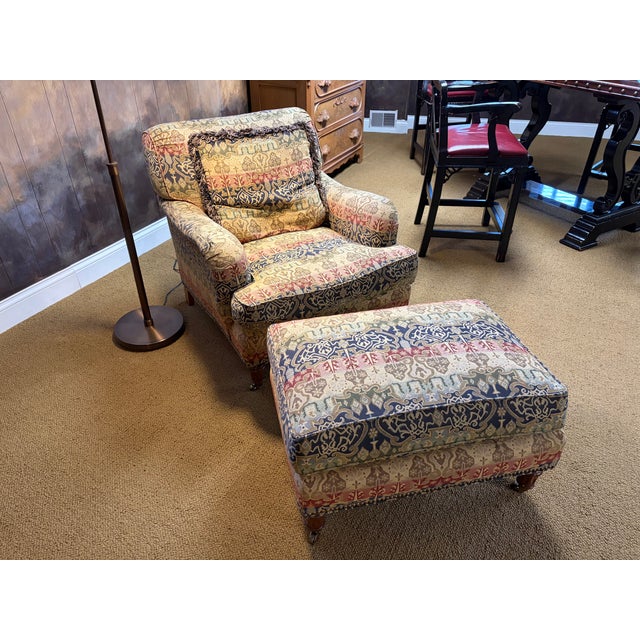 1990s Pearson Furniture Upholstered Lounge Chair With Ottoman For Sale - Image 9 of 11