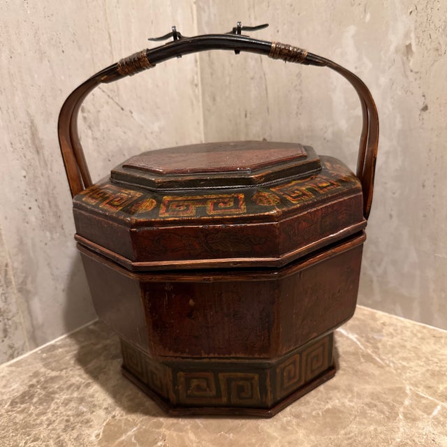 Chestnut Antique 19th Century Chinese Wedding Food Basket For Sale - Image 8 of 11