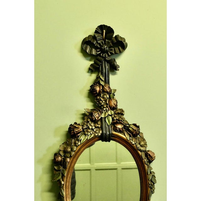 Vintage French Oval Mirror, 1920 For Sale - Image 3 of 8