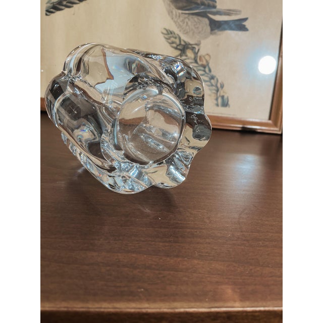 Transparent 20th Century Signed Orrefors Swedish Crystal Sculptural Votive Candle Holder, Mid-Century Modern For Sale - Image 8 of 8