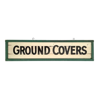 Circa 1950s Wood Two Sided Ground Covers Farm Stand Sign For Sale