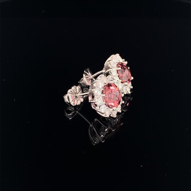 Rubellite Tourmaline Diamond Earrings 14k WG 2.55 TCW Certified For Sale In New York - Image 6 of 14