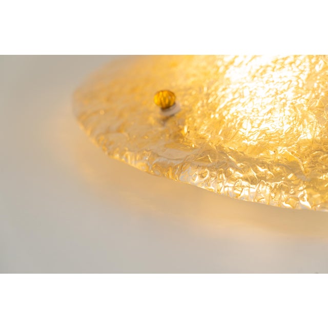 Clear and Golden Murano Glass Flush Mount with Brass Base from Sylcom Lighting, 1990s For Sale - Image 18 of 18